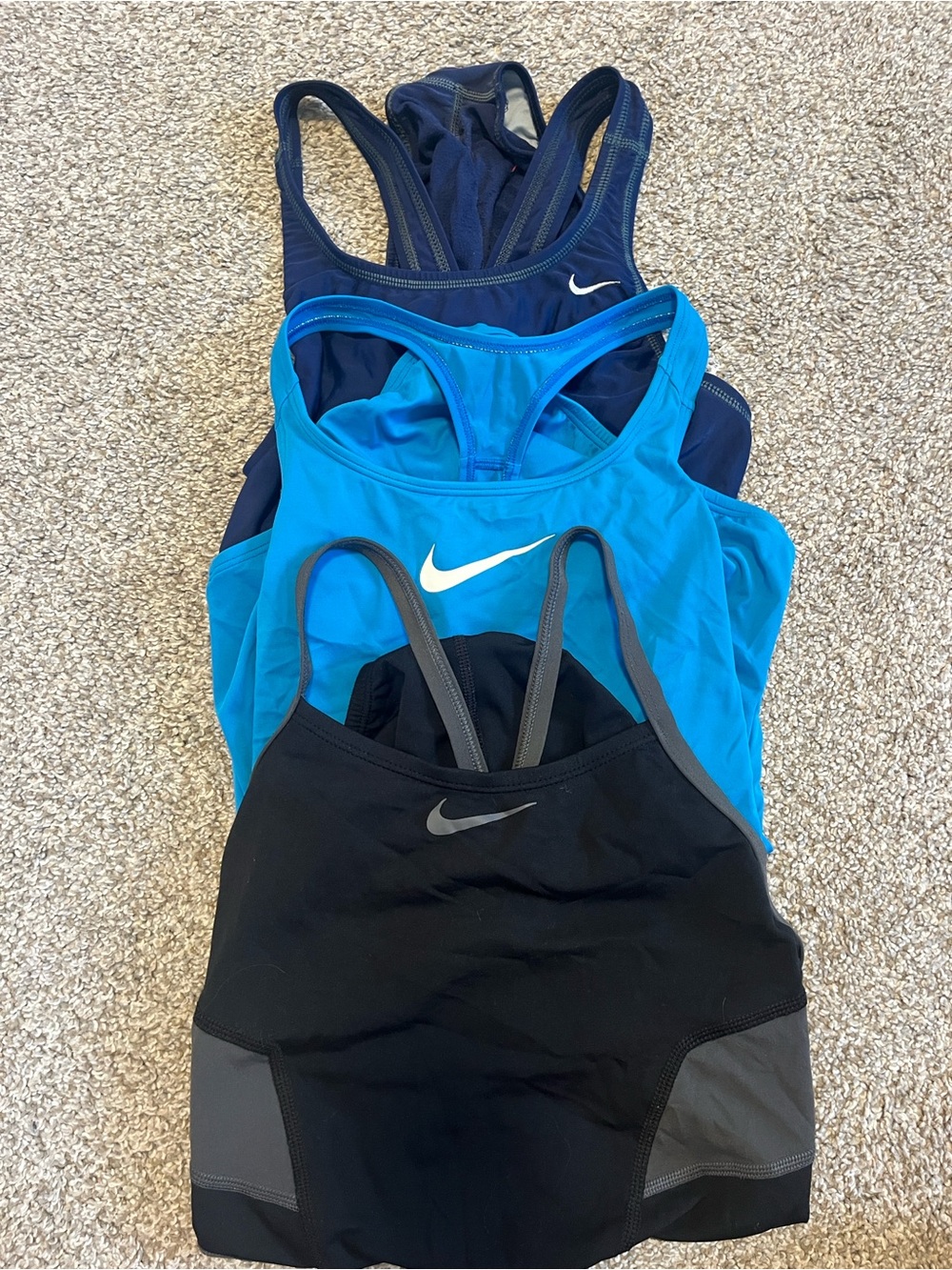 Nike Racerback Sports Bras - Black, Bright Blue, Navy